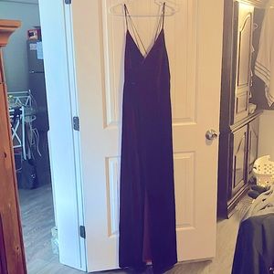 Red velvet evening gown